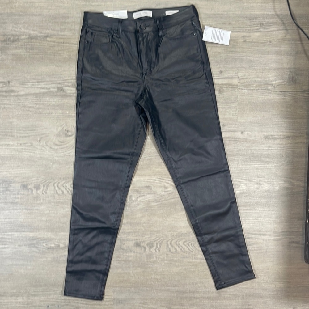 Social Standard by sanctuary Mid-Rise Ankle Skinny Faux Black Leather Pants Sz 6
